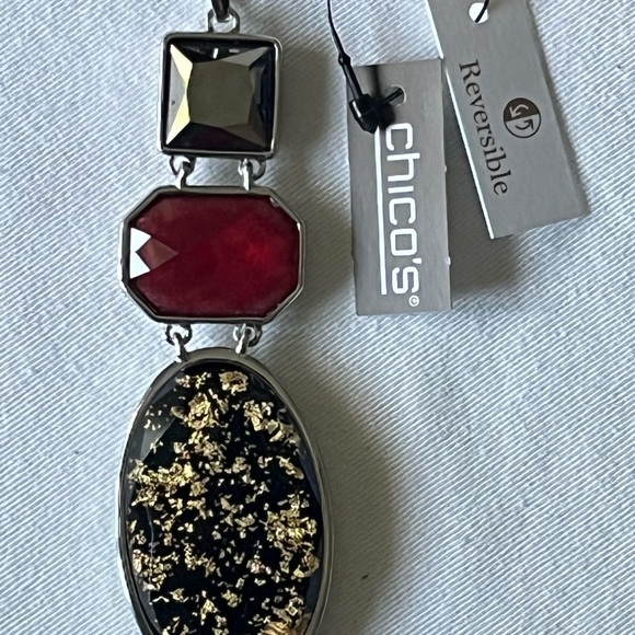 Stunning CHICO’S Reversible 3 Pendant Statement Necklace - NWT’s - Picture 6 of 10